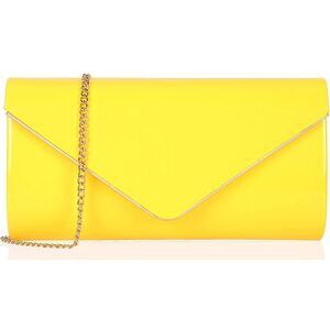 1539 Dexmay Envelope Clutch Purse Shiny Patent Leather Foldover Evening Bag